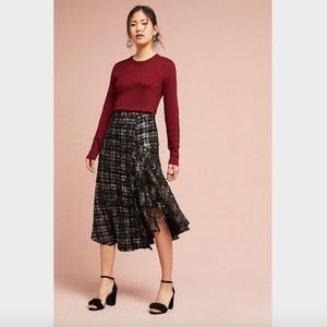 Anthropologie Metallic Tweed Skirt
